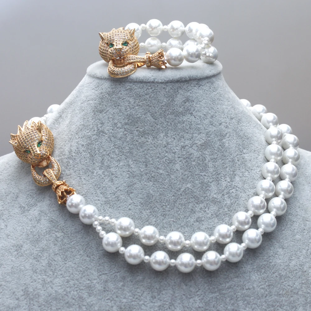 

GrayBirds 10MM Shell Pearl Copper Fittings AAA CZ Animal Leopard Panther Necklaces Bracelet New Style Gifts Women Jewelry Set