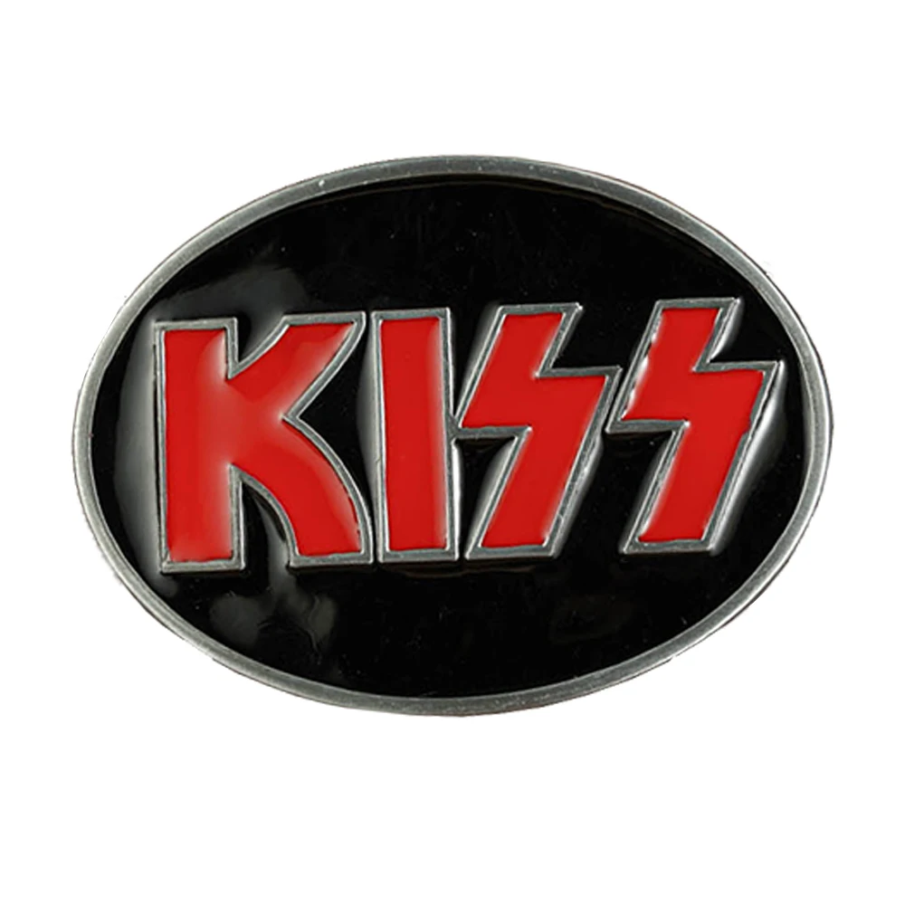 1 drop oil embossed KISS letter buckle, stylish men's novelty belt buckle