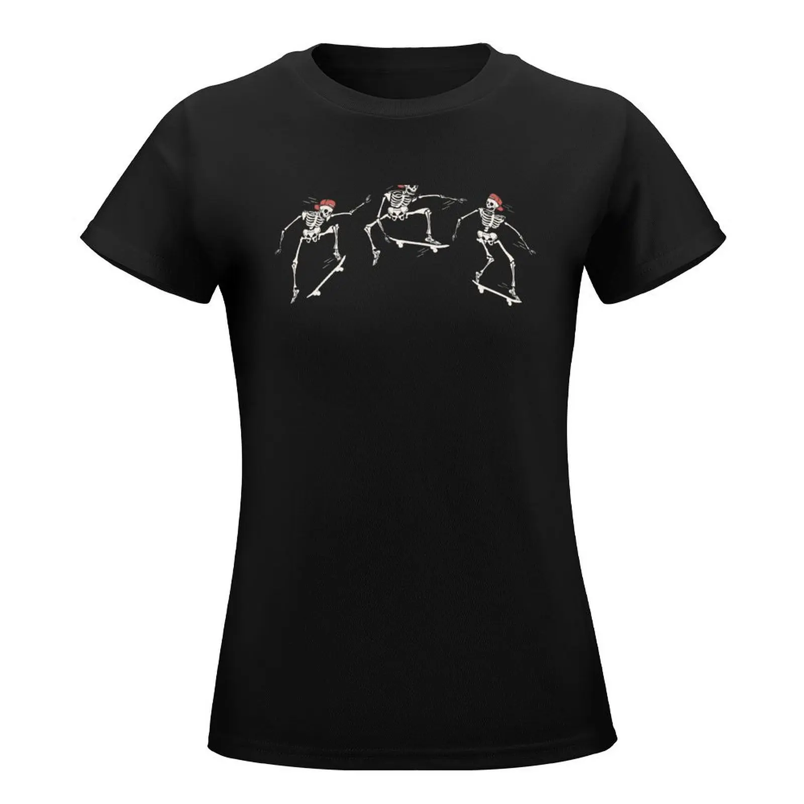 Skateboarding Skeletons Skater Skeleton Bones Halloween Themed Gifts T-Shirt sports fans tops white t shirts for Women