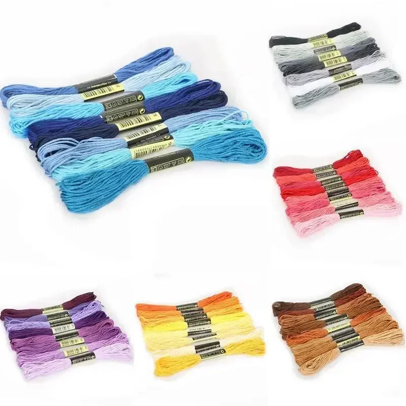 8lot 7.5m Silk Line Cotton Cross Stitch Thread Sewing Kit