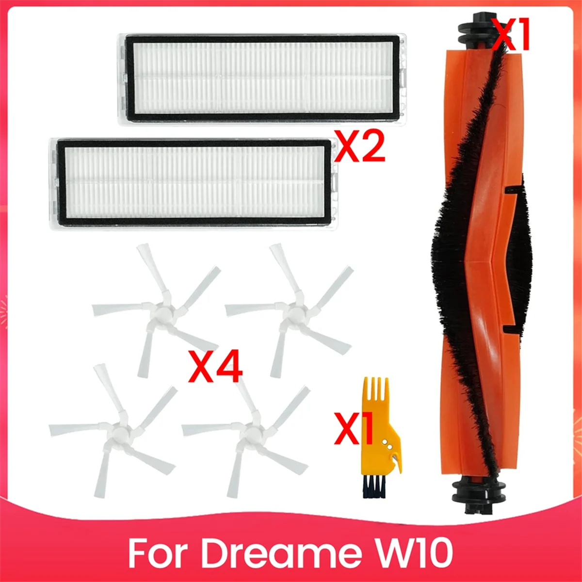 Acessórios adequados para kits de vácuo robô dreame w10, peças de reposição, escova lateral principal, filtro hepa