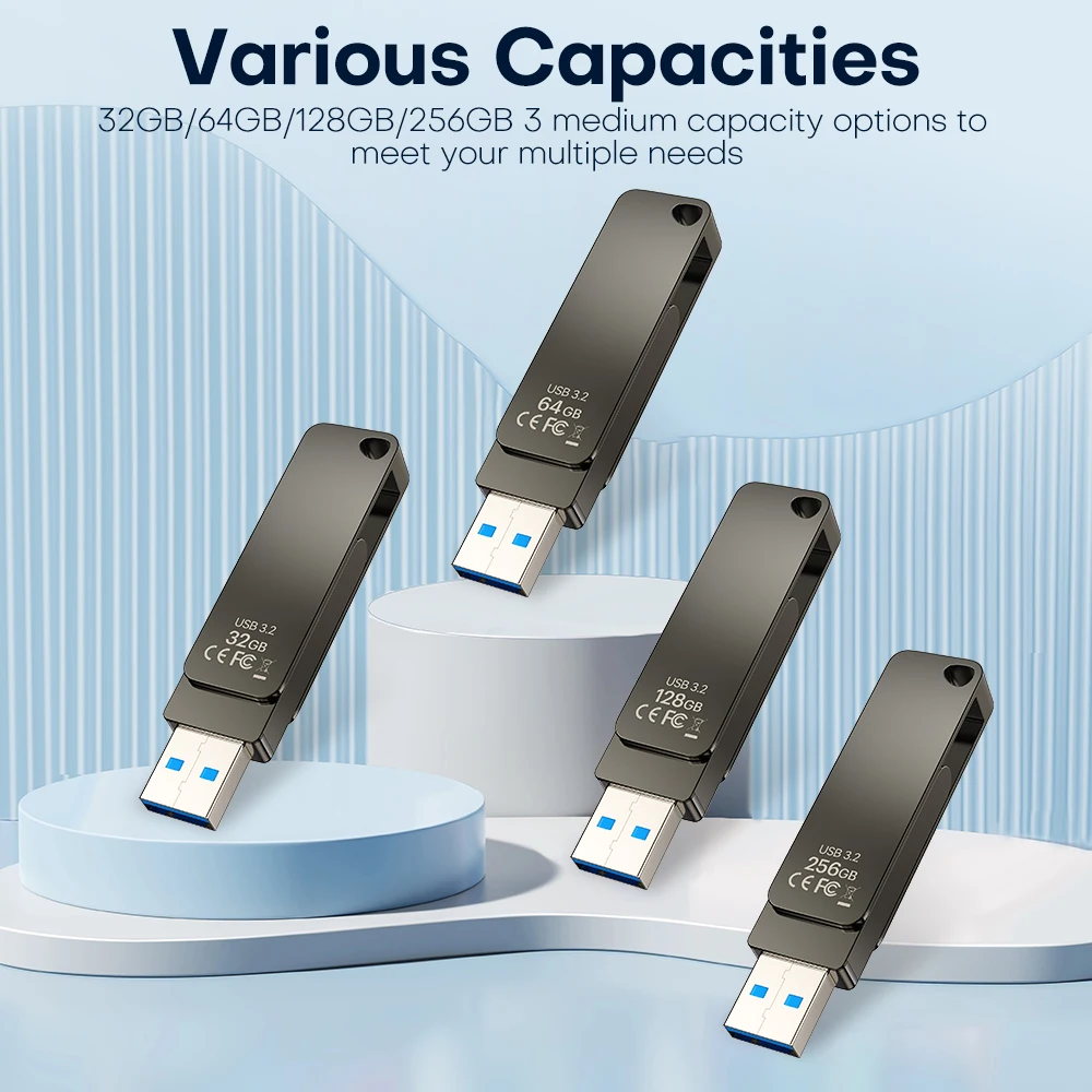 HP Original USB-Speicher Pendrive 120 Mbit/s USB 3.2 Flash-Laufwerk 32 GB 64 GB 128 GB 256 GB 	 360 °   Drehen Sie die tragbare U-Disk auf dem Schlüssel