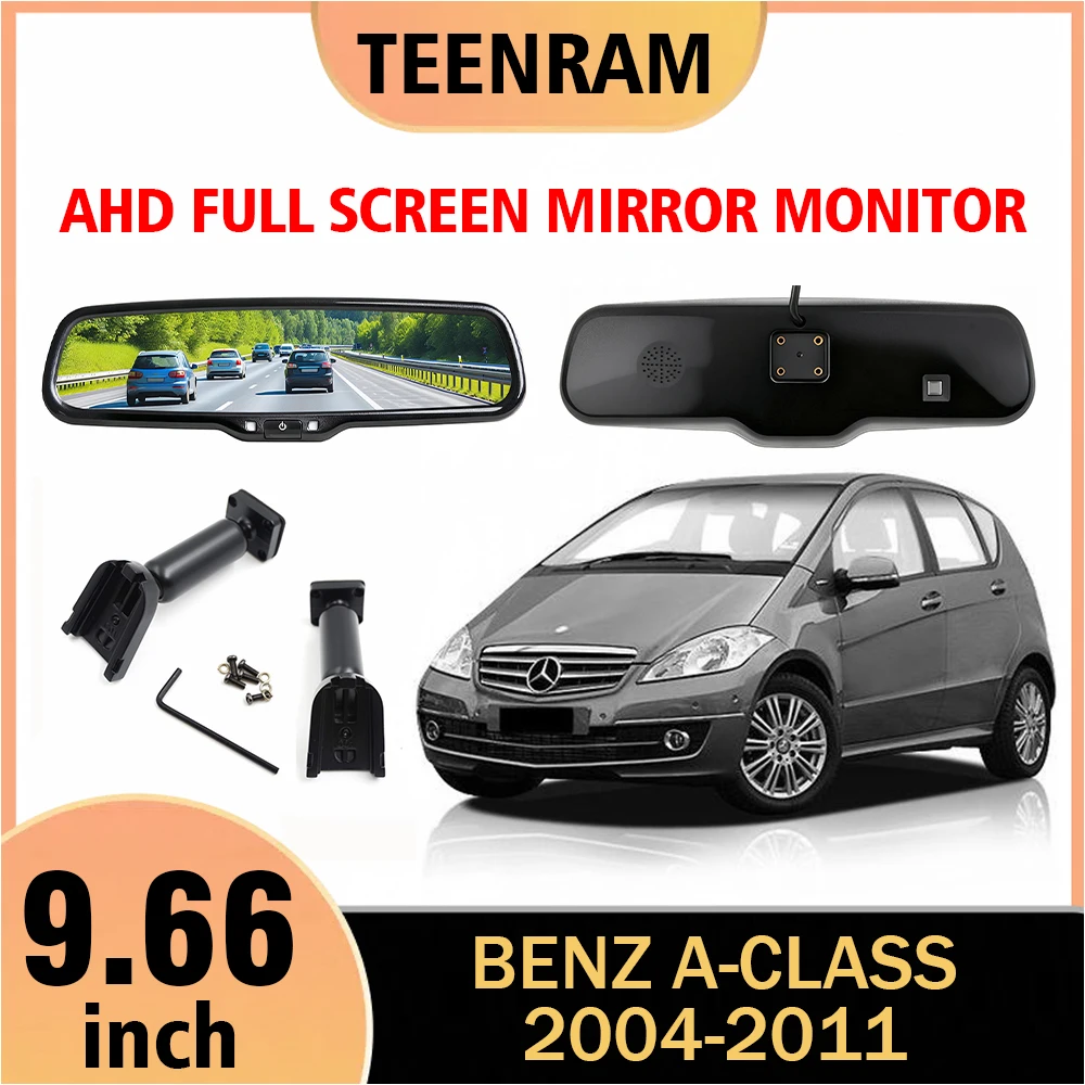For Mercedes-Benz A-Class 2004-2011 9.66 Inch Car Digital Rear View Mirror Monitor Full Screen AHD 1080P