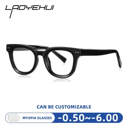 Retro Round Myopia Glasses TR90 Small Frame Anti Blue Rays Computer Eyeglasses Men Women Prescription Eyewear Customisation