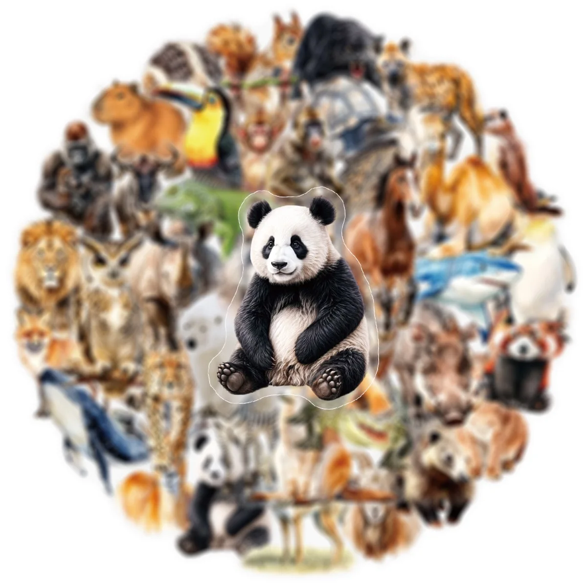 50PCS Transparent Mixed Wild Jungle Realistic Animals Stickers for DIY Toy Scrapbooking Water Bottle Phone Fridge Sticker