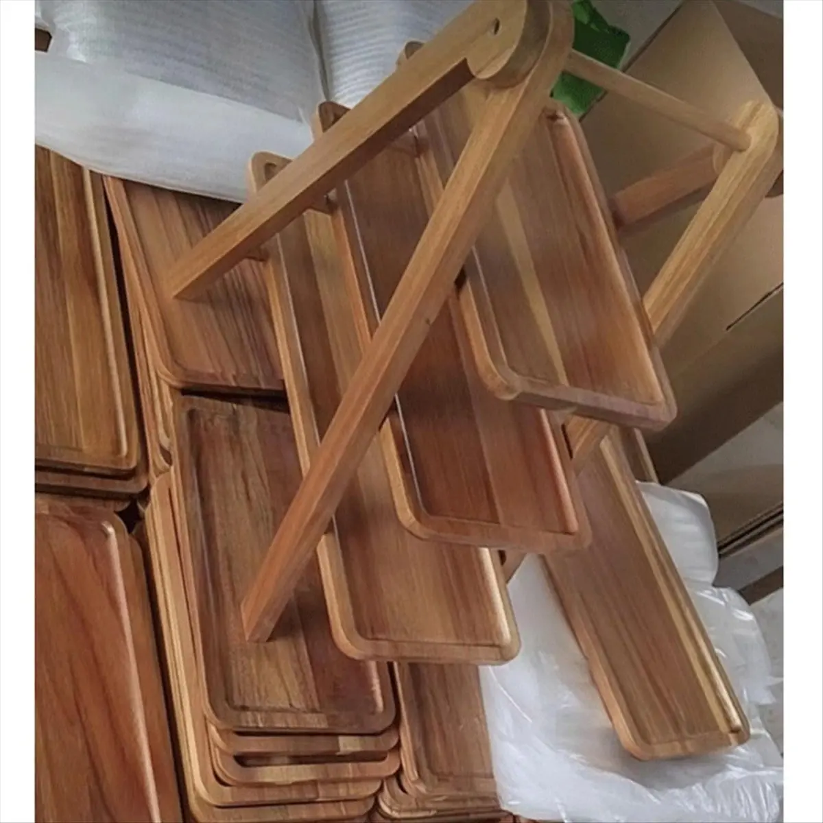 &A11I Three Tier Wooden Tray Organizer Rack Farmhouse Tiered Cupcake Stand Food Table Decorative Display Set for Wedding Party
