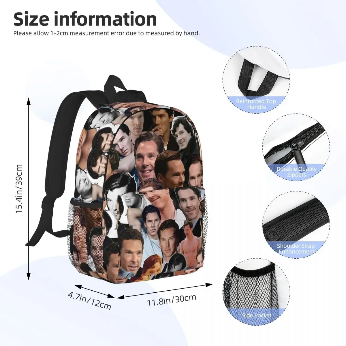 Benedict Cumberbatch Collage Backpacks Teenager Bookbag Cartoon Children School Bags Laptop Rucksack Shoulder Bag Large Capacity