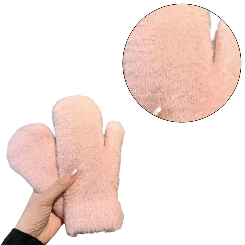 Q0KE guantes invierno piel sintética para mujer, guantes invierno cálidos con forro algodón grueso para mujer y y