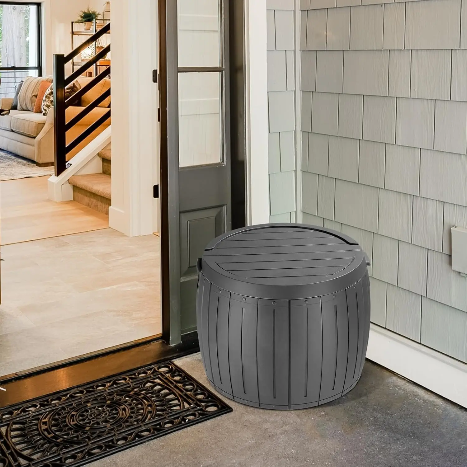 

36 Gallon Deck Box Patio Storage Box for Furniture Garden Tools and Tools Storage Outside Storage Box Grey Box for Outside Front