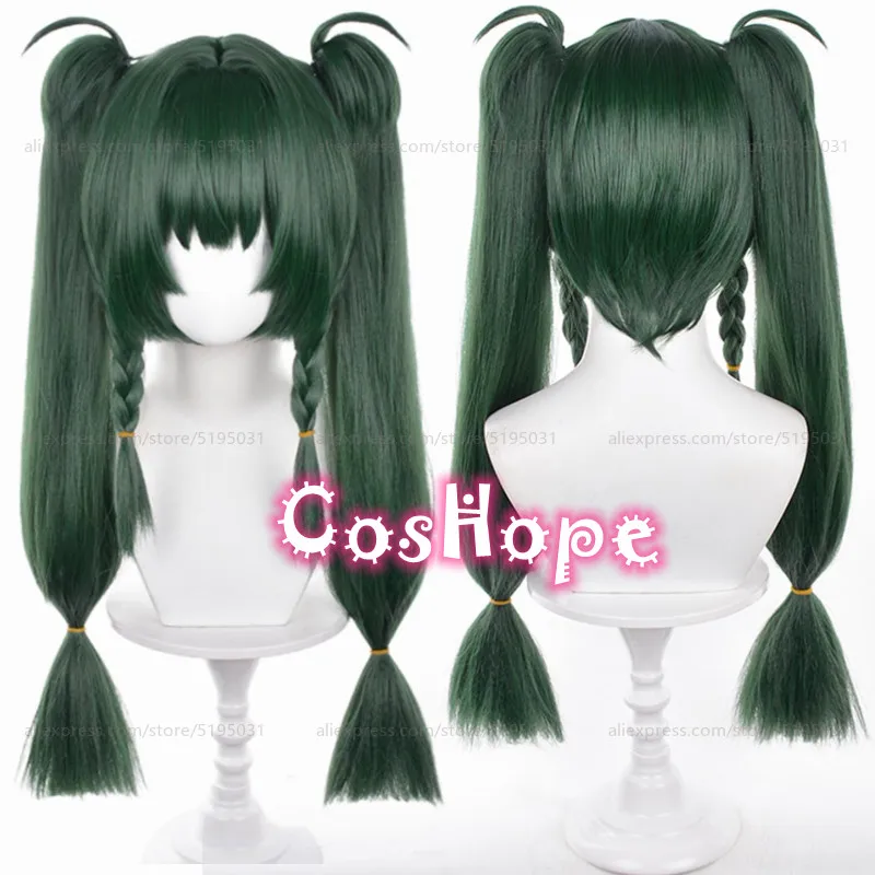 ZZZ Qingyi Cosplay Wig 65cm Long Wig with Double Ponytails Green Wig Cosplay Anime Heat Resistant Synthetic Halloween