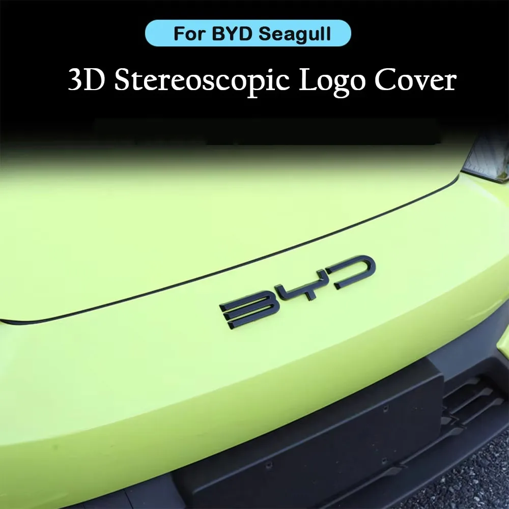 For BYD Seagull Black Front Emblem Modification Black Warrior Car Badge Covering Styles Logo Letters Stiker Auto Accessories