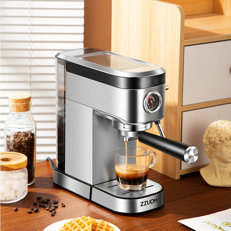 ماكينة صنع قهوة كهربائية صغيرة من الفولاذ المقاوم للصدأ ، ضغط عالٍ ، طراز إيطالي ، ماكينة بخار إسبريسو ، منزلية