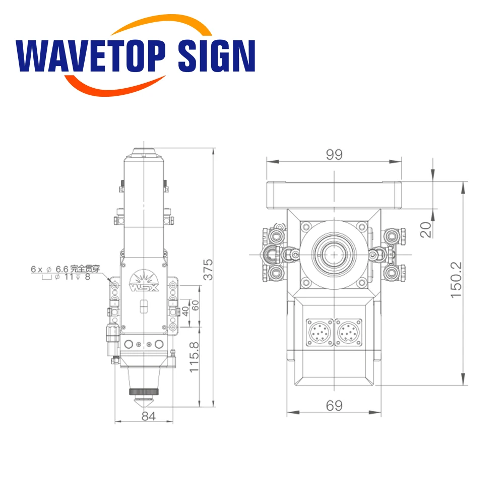 Wavtopsign-Cabezal de corte por láser de fibra de enfoque automático para corte de Metal, reemplazo NC12, WSX NC30B 0-3kw