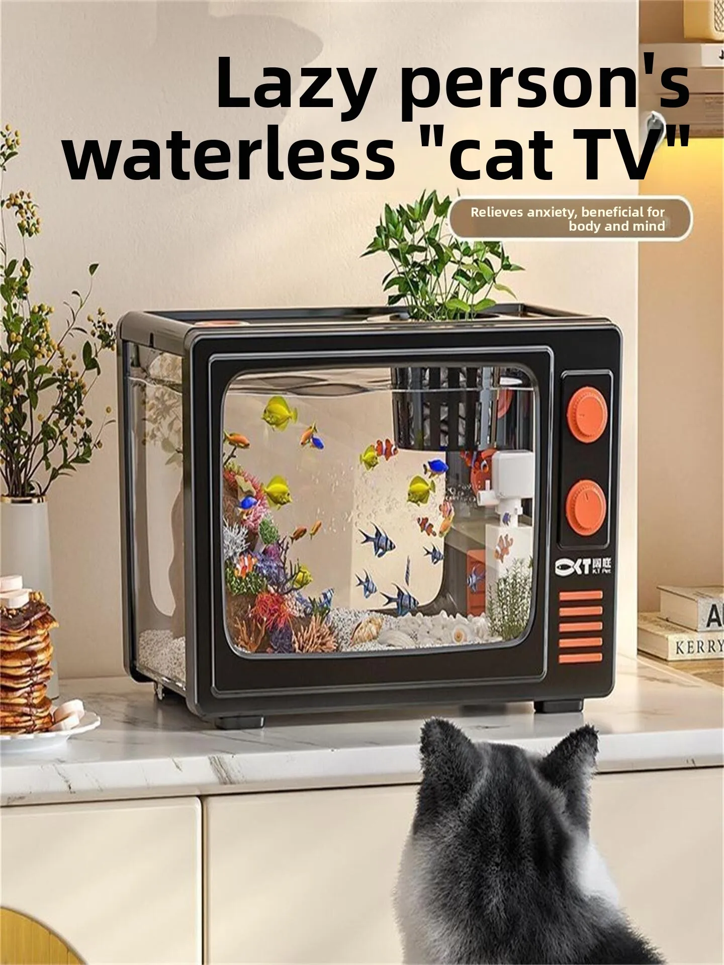 Pecera Ecológica de Plástico para Gatos, Estilo Vintage, para Escritorio, Uso Doméstico, Oxigenación, Filt, Acuario Pequeño