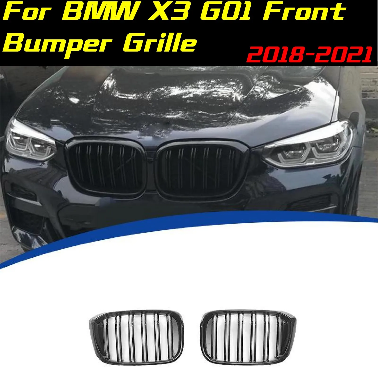 

Решетка переднего бампера для BMW X3 G01 2018-2021, передняя решетка, автоматическая гоночная решетка, комплекты кузова, внешняя модификация, спортивный комплект