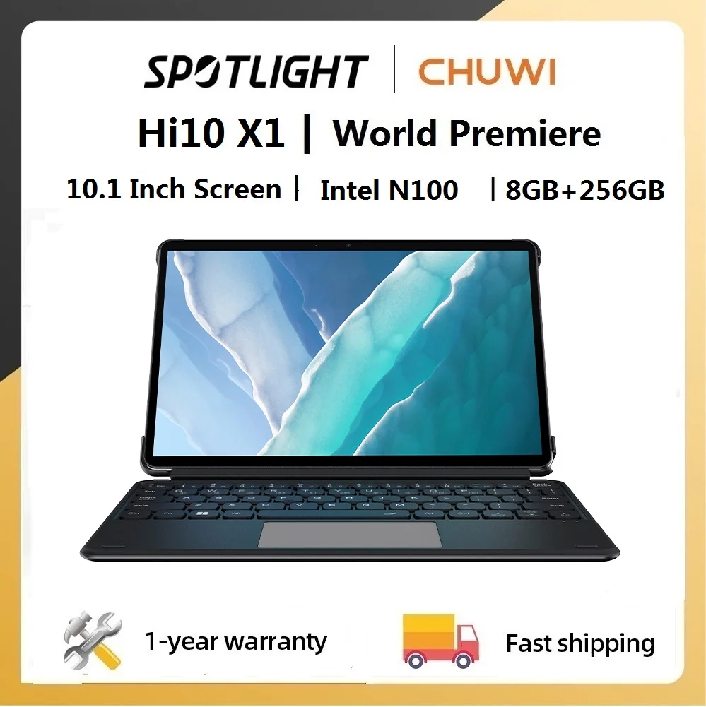 

CHUWI 2024 Hi10 X1 2 в 1 Планшет 10,1-дюймовый дисплей Процессор Intel N100 LPDDR5 8 ГБ ОЗУ 256 ГБ SSD Windows 11 Планшеты ПК WiFi6