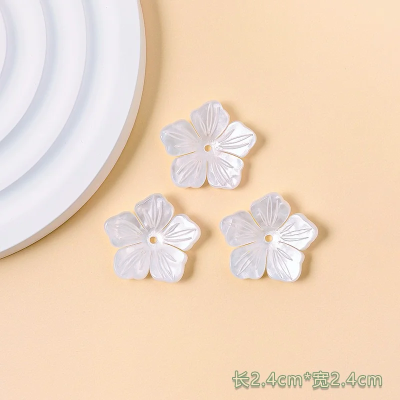 Summer style 100pcs/lot 24mm color print cartoon flowers shape acrylic floral diy jewelry garment accessory
