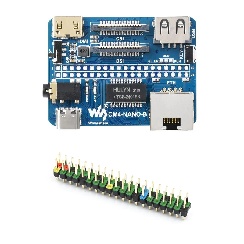 Raspberry Pi Compute Module 4 Nano Base Board (B) Same Size as the CM4 Base Board with Pin Header for Compute Module 4 Lite/eMMC