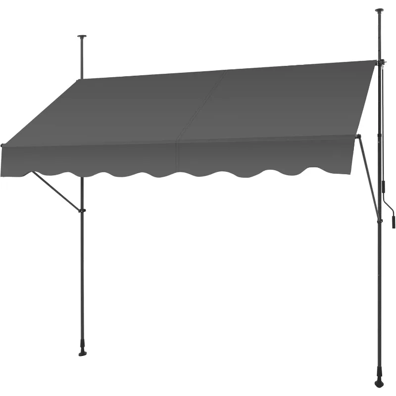 

Manual Retractable Awning, 118" Non-Screw Outdoor Patio Awning Sunshade Shelter, Height Adjustable Sunshade Patio Door W