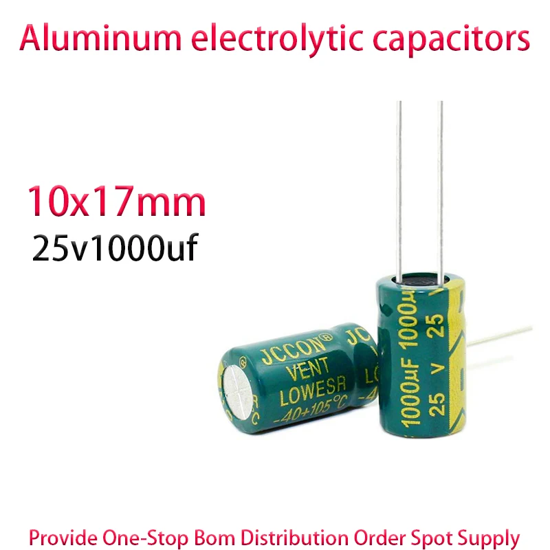 

25v1000uf size 10x17mm Direct insertion High frequency low resistance aluminum electrolytic capacitor 100PCS