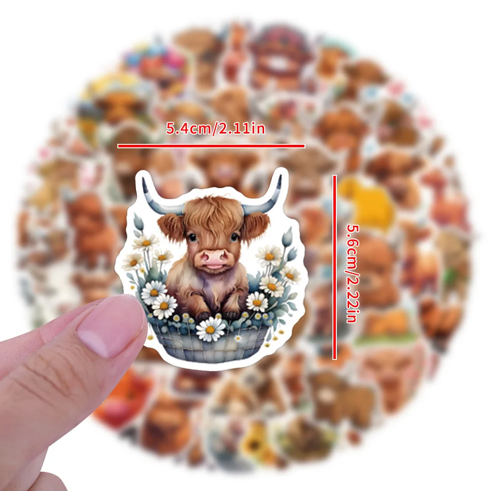 55/110PCS Cartoon Animal Cute Cow Sticker Cute Funny Creative DIY Decorative Water Cup Stationery Box Desk Waterproof Decal Toy