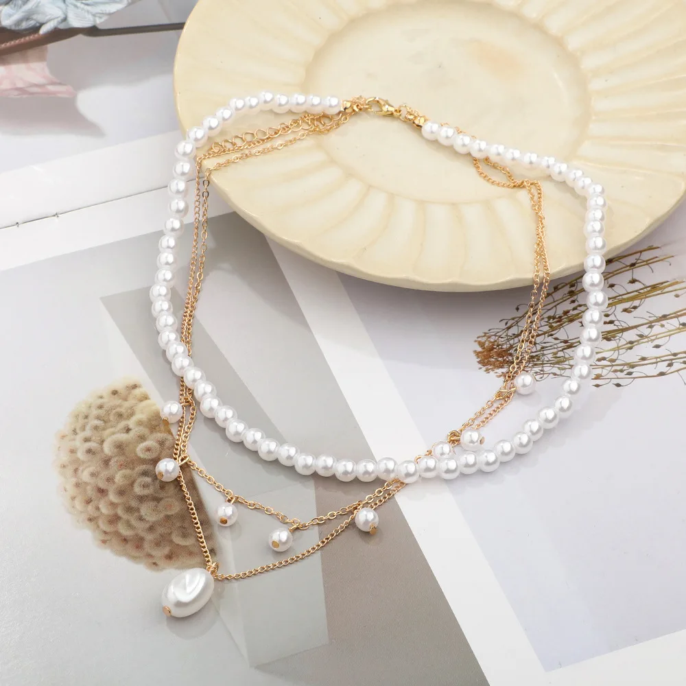 1Pcs Hot Selling New Pearl Heart Double-Layer Layered Collarbone Necklace, Fashionable and Sweet Temperament Women's Necklace image 4