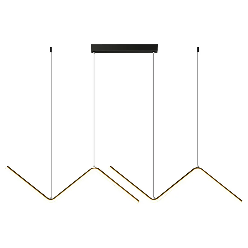 

Nordic restaurant light aluminum thick material strip designer model room creative geometric line chandelier dining room table