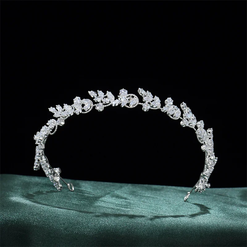 Luxury Wedding Hair Jewelry Headpiece Cubic Zirconia Elegant Bridal Headbands Bride Tiara Crown Headdress Party Prom Hairband