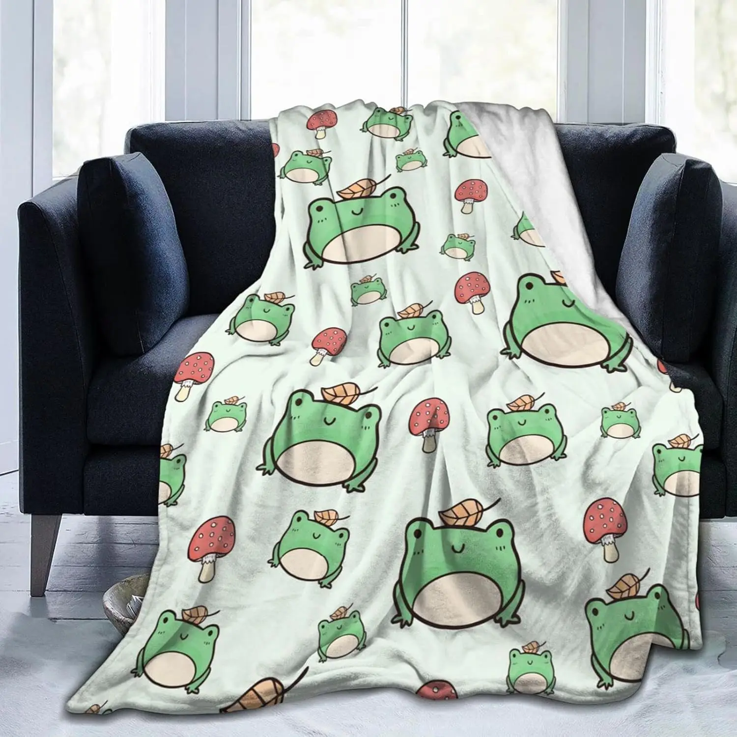 

Cute Green Frog Blanket, Flannel Blanket Fluffy Fuzzy Throws Non-Shedding for Nap Bed Sofa Couch Decor, Adults Teens Frog Gif