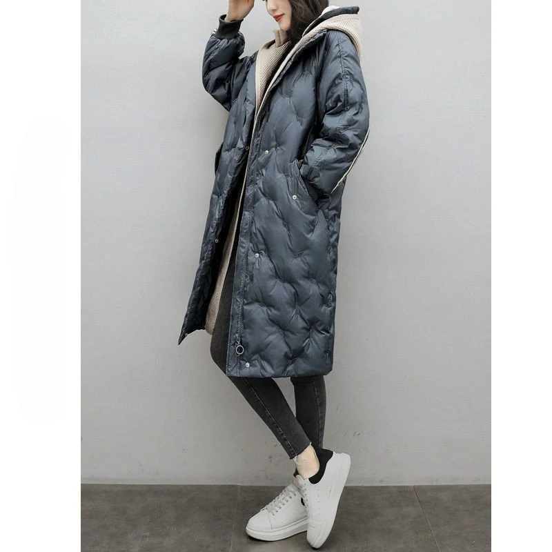 Korean Loose Thickened Jacket for Women, Mid Long Jackets, Casual Women Clothing, High Quality Coats, Winter, New, 2024