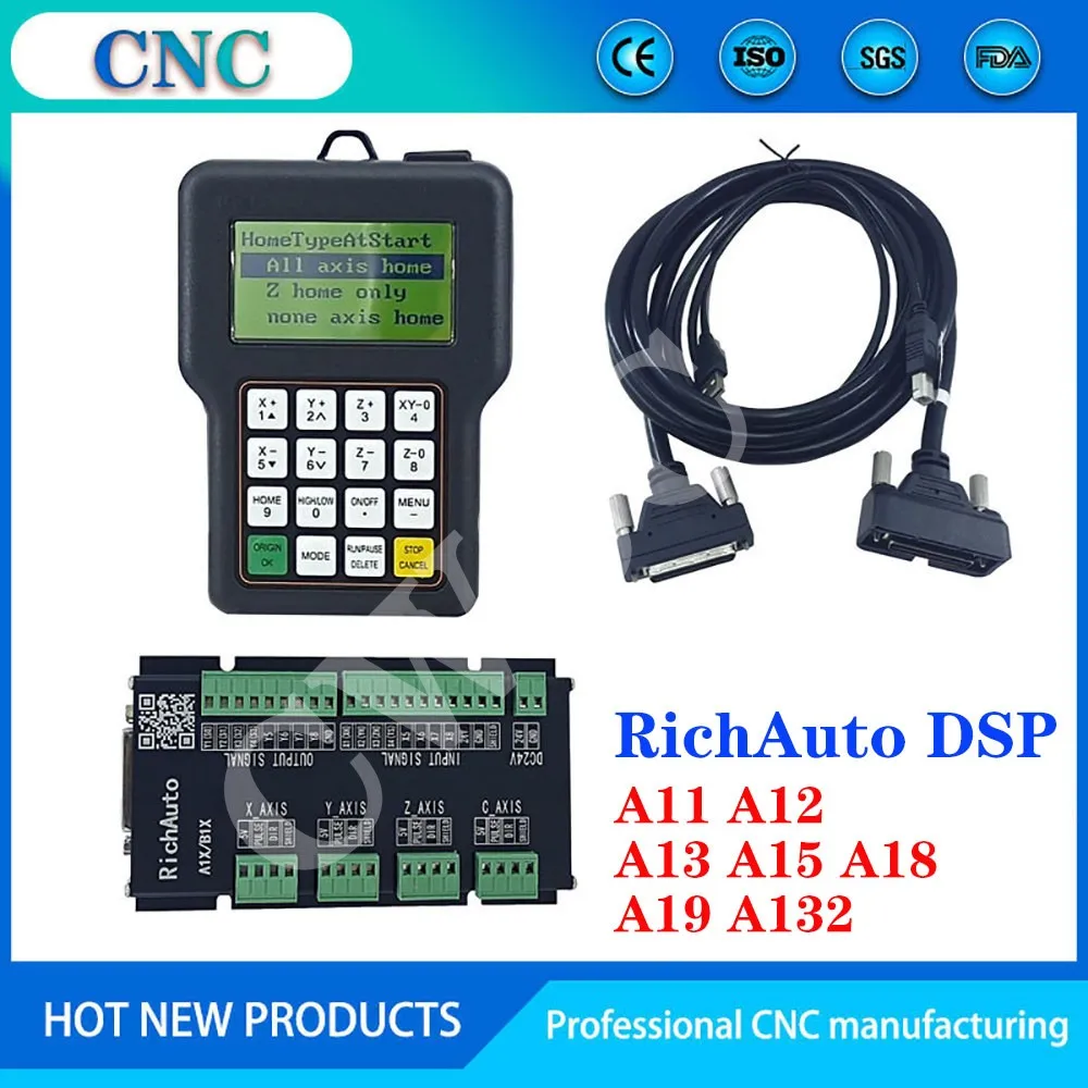 RichAuto DSP handheld controller A11 A12 A13 A15 A18 A19 A132 engraving, milling, turning and grinding 3/4 axis motion system