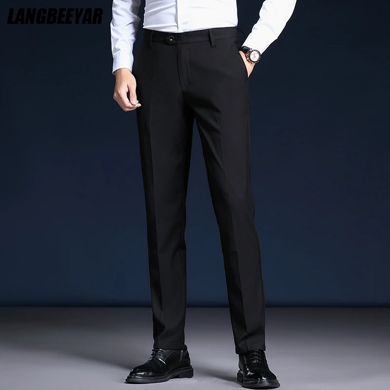 

Top Grade Wrinkle Free New Brand Fashion Suit Pant Business Office Trousers For Men Dress Pants Straight Trousers Men's Clothing