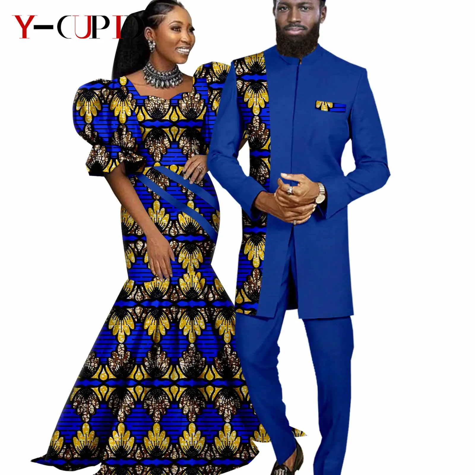 matching blue dress couple Aidan Mattox- Metallic Knit Halter Gown main image 1