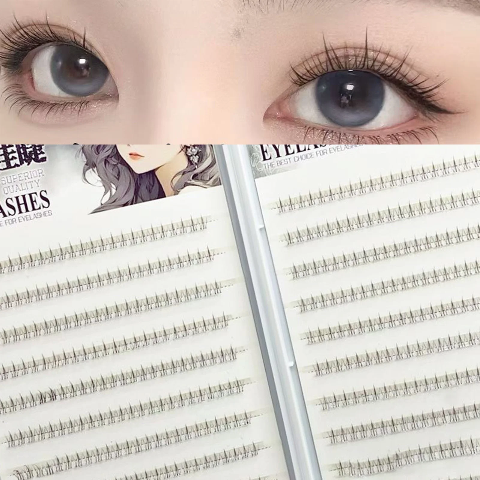 Sztuczne rzęsy w kształcie kociej łapki, z przezroczystym paskiem, segmentowe, do przedłużania rzęs, idealne na imprezy, kostiumy, cosplay i do codziennego makijażu.