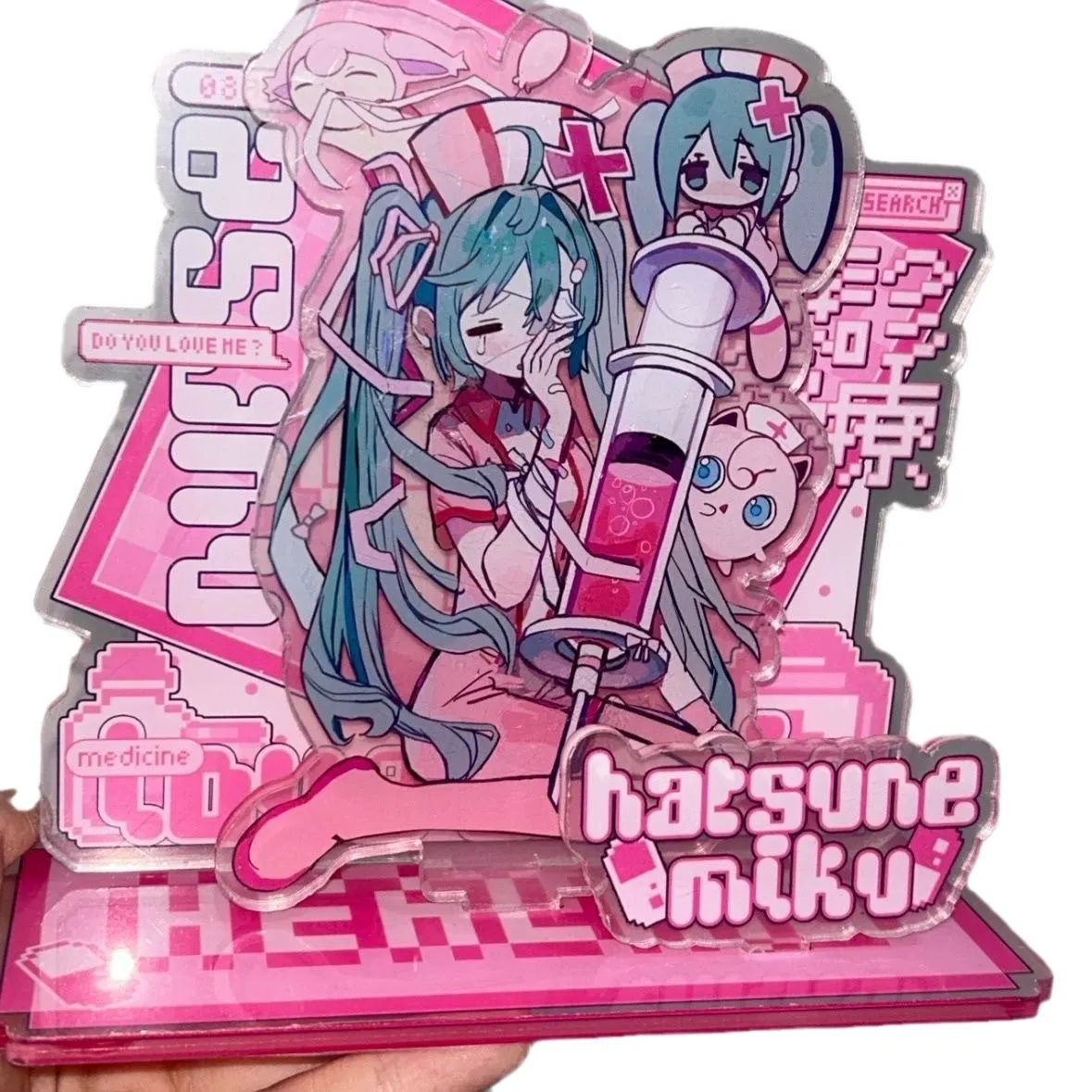 Hatsune miku figuras de ação acrílico sinal pé miku anime periféricos bonito dos desenhos animados ornamento natal suporte acrílico crianças brinquedos