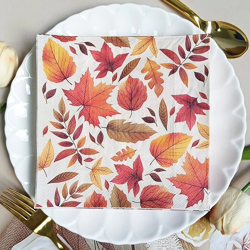 

Plant Style Colorful Printed Tissue Napkins,Party Disposable Paper Napkins,Leaf Patterned Napkins