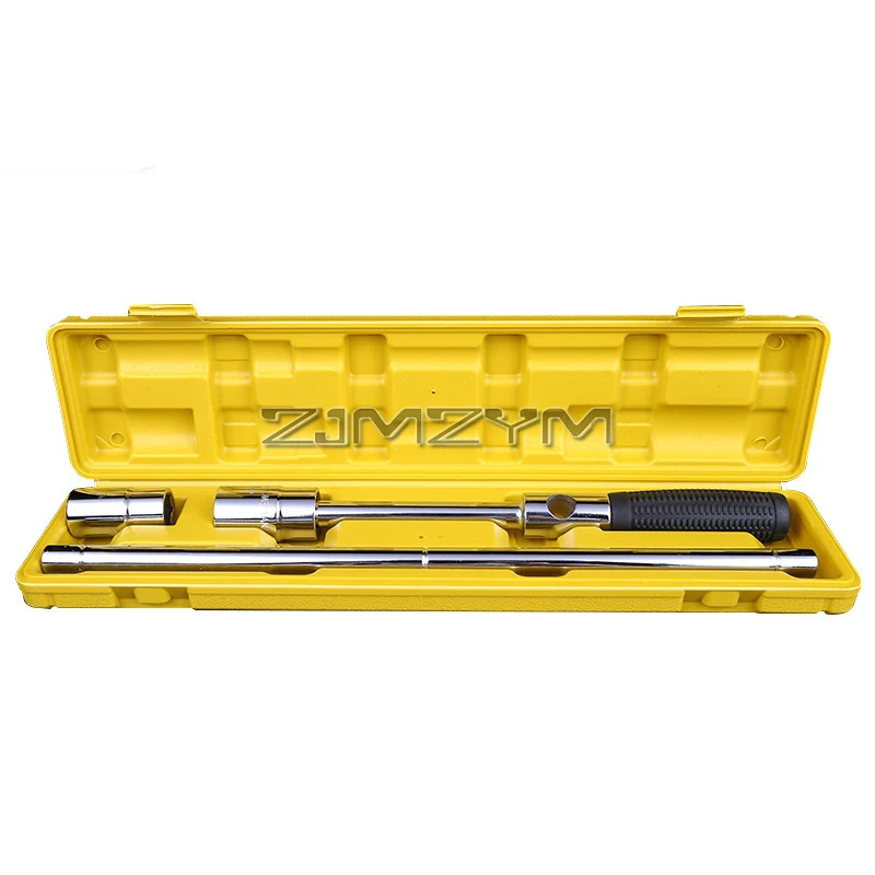 

400mm Extended Lug Wrench, 4 Way Tire Iron Nut Wrench Set with Case and Standard Sockets (17mm/19mm,21mm/23mm) Wheel Wrench