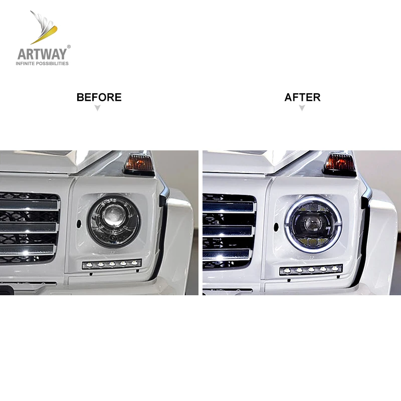 LED رئيس مصباح W464 نمط المصابيح الأمامية ل Ben-z G-class W463 G550 G500 G63 G65 رئيس ضوء #4