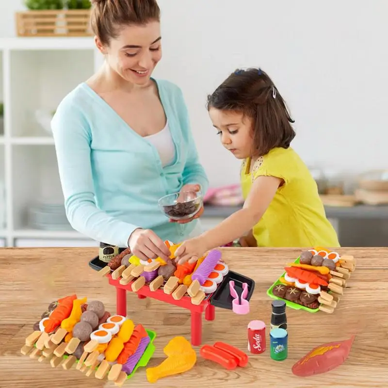 BBQ Grill Toy para crianças, Churrasco Play, Acessórios alimentares falsos, Camping Toy, Brinquedos interativos para meninos e meninas