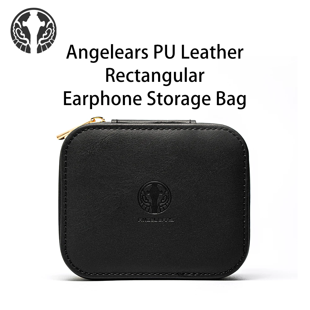 Angelears-PU Leather Earphone Storage Bag HIFI Carrying Rectangular Case Accessories for IEMs Audio Adapters Eartips