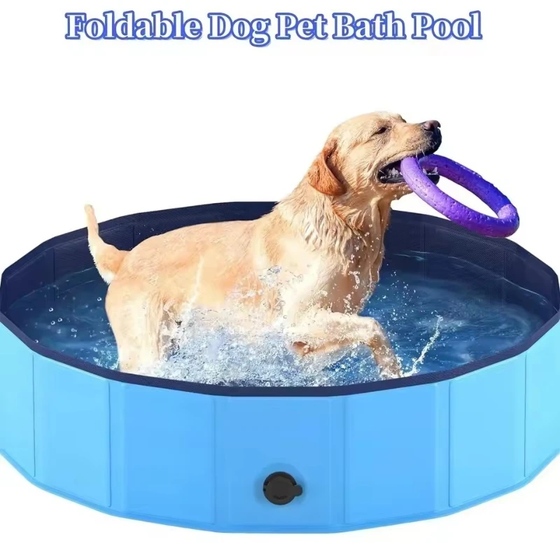 

Foldable Dog Pool with Drain Valve | Portable Pet Swimming Tub | Outdoor Bathing Pool for Dogs | Easy-Fold Pet Bath