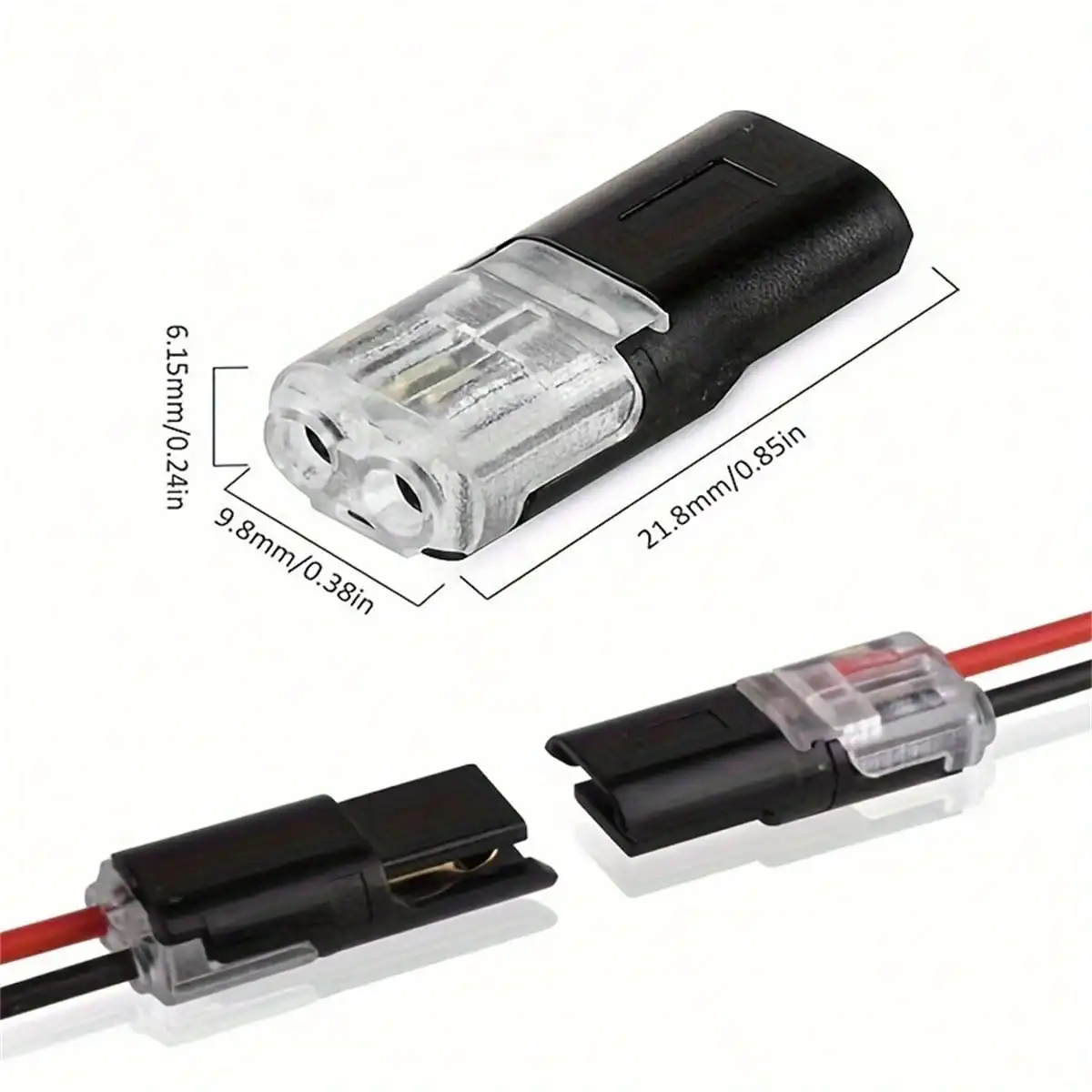 12pcs/60pcs Dual-Wire Insertion Connector, 2-Pin 2-Port, PVC Insulated, Copper Contact Material, Quick Connect Terminal, No-Load Power Mode, With Locking Clip, For LED Wire Connection In Automotive An image 5
