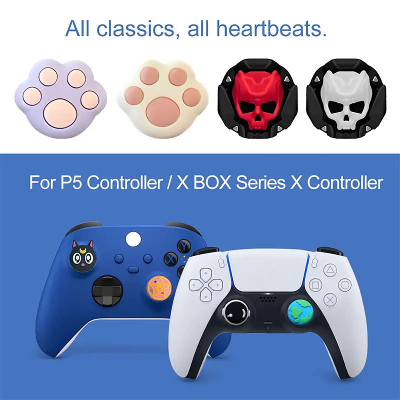 Funda de silicona suave con diseño de caricatura para joystick, compatible con Sony PS5, PS4, XBOX, Switch Pro y controladores GameSir, cubierta protectora para joystick 3