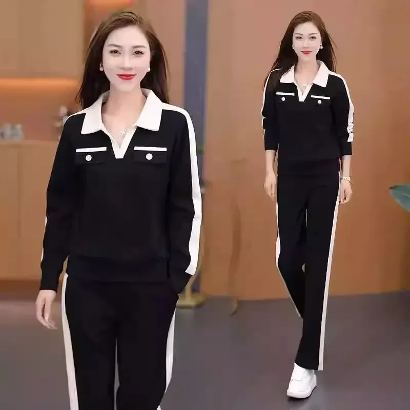

Middle-aged Mother Casual Sportswear Suit Autumn Clothes Fashionable Middle-aged Elderly Women's Two-piece Suit