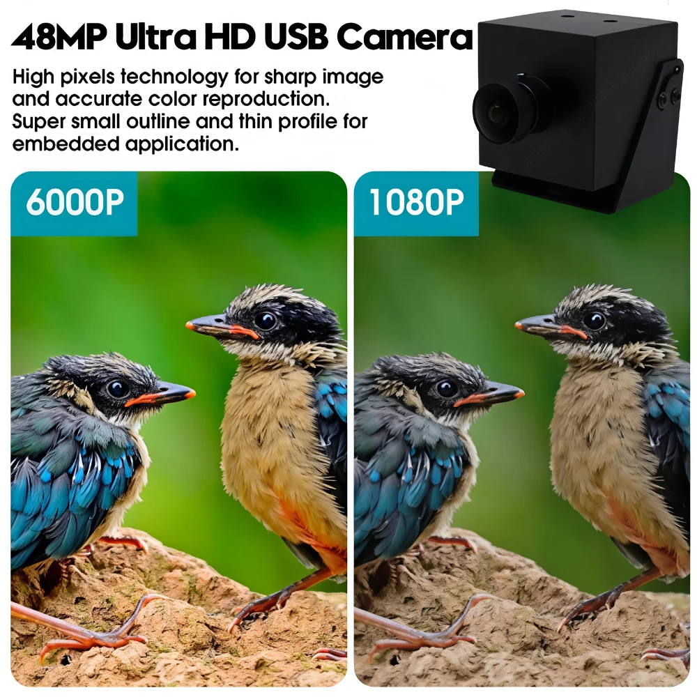 ELP 48MP IMX586 USB Industrial Camera 170° Fisheye 1.95mm M12 Lens UVC Plug Play 8K 30fps 4K USB2.0 Webcam for ATM