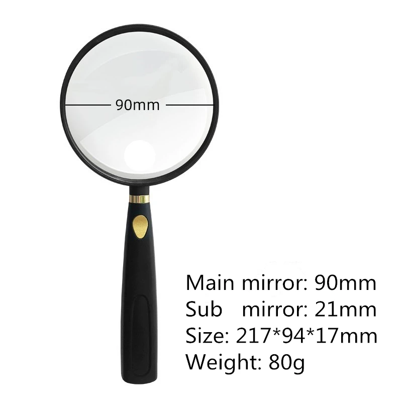 Handheld Optical HD Magnifying Glass Reading Loupe 75mm/90mm/110mm Diameter for Book Reading Magnifier Clear Vision Aid