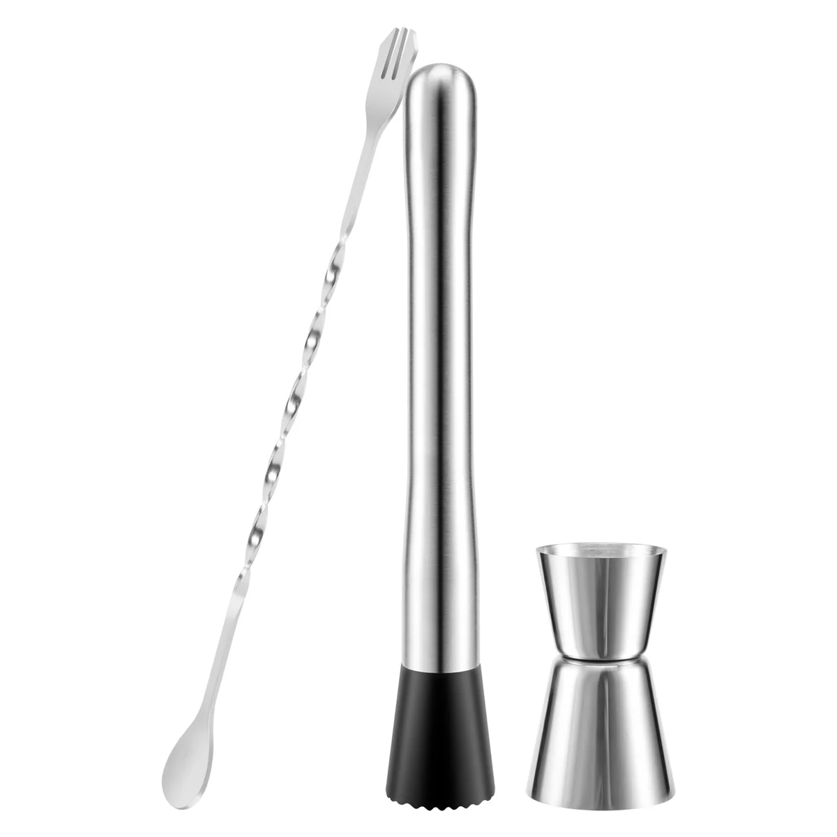 Stainless Steel Cocktail Muddler, Mixing Spoon, Jigger Set, Bar Tool set for Bar Party Wine Cocktail Drink Shaker