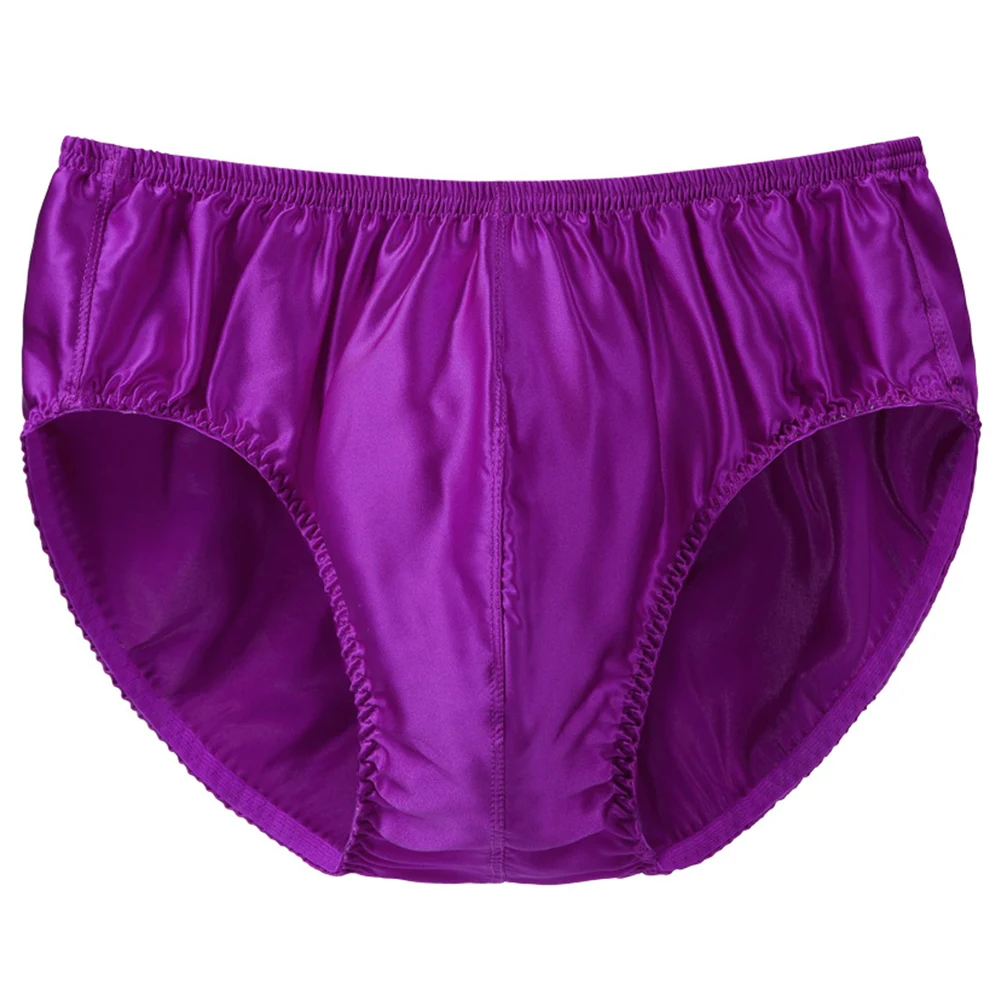 

Fashion Plus Size Mens Silk Underwear Middle Waist Briefs Bottoms Comfortable Breathable Man Panties Bulge Pouch