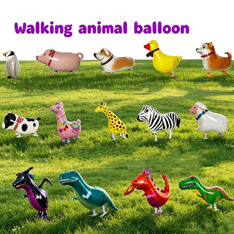 

1PC New Cartoon Foil Walking Animal Balloon Helium Filling Can Walk for Kid Birthday Party Decor Ballon Baby Shower Accessories