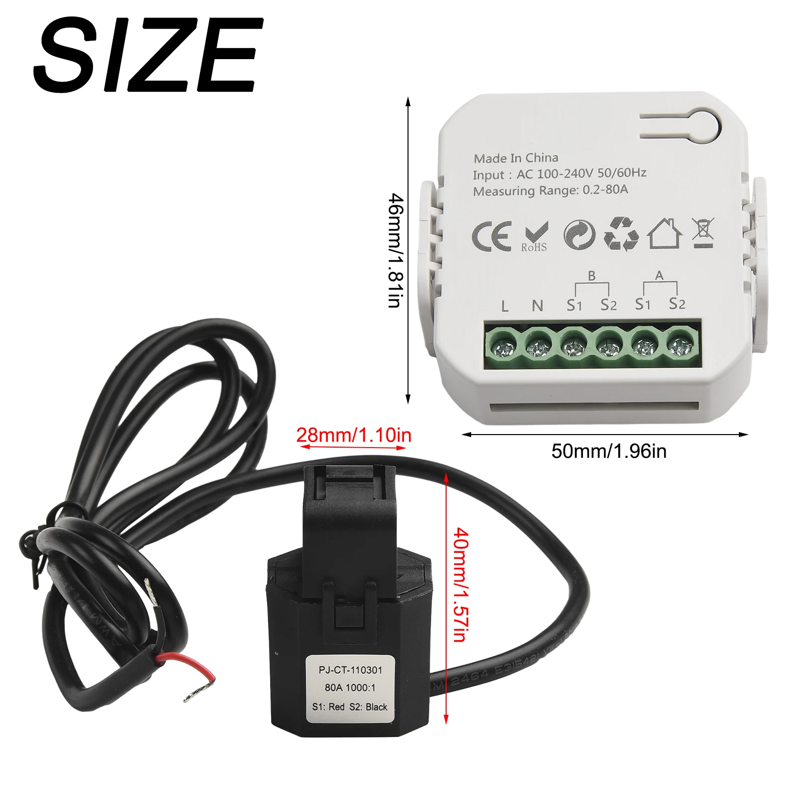 1set For Tuya for Smart 2 Way WiFi Energy Meter Bidirection 2 Channel With Clamp Electricity Meters Equipped With 2 for ct